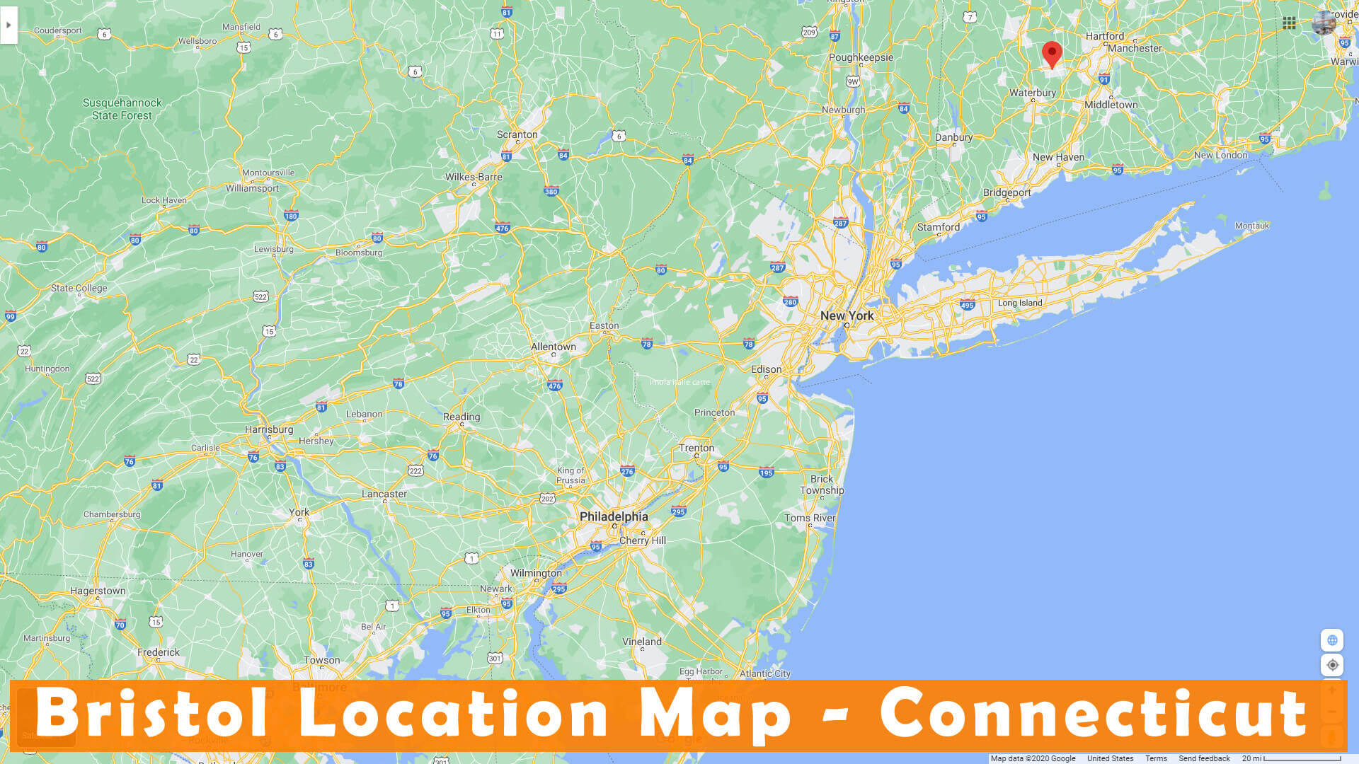 Bristol Emplacement Carte Connecticut